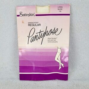 Vintage Satinskin Pantyhose Sandalfoot Long Nude NOS NIP Winn Dixie Rulon‎ USA